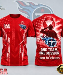 Tennessee Titans NFL RED Friday One Team One Mission Patriotic Soldier Tribute T Shirt, Sports Fans 3D Shirt Tennessee Titans Nfl Red Friday One Team One Mission Patriotic Soldier Tribute T Shirt