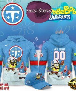 Tennessee Titans x SpongeBob Limited Edition Personalized Hoodie, Viral 3D Graphic Tee Tennessee Titans X Spongebob Limited Edition Personalized Hoodie
