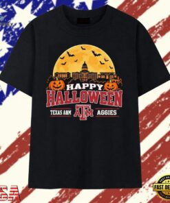 Texas A&M Aggies Happy Halloween City Skyline 2026 T Shirt, Trendy 2D Print Shirt Texas A M Aggies Happy Halloween City Skyline 2026 T Shirt