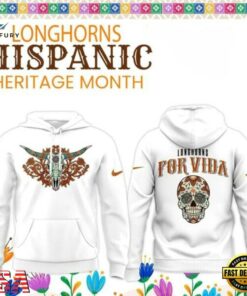 Texas Longhorns 2026 Hispanic Heritage Month Special Edition White Hoodie, Viral 3D Graphic Tee Texas Longhorns 2026 Hispanic Heritage Month Special Edition White Hoodie
