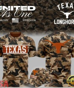 Texas Longhorns 2026 Military Appreciation Sideline Dri FIT Camo T Shirt, Viral 3D Graphic Tee Texas Longhorns 2026 Military Appreciation Sideline Dri Fit Camo T Shirt
