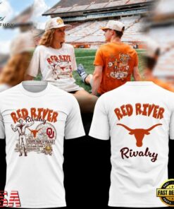 Texas Longhorns Red River Rivalry 2026 White T Shirt, Viral 3D Graphic Tee Texas Longhorns Red River Rivalry 2026 White T Shirt