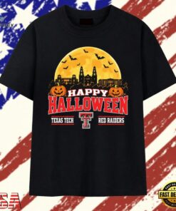 Texas Tech Red Raiders Happy Halloween City Skyline 2026 T Shirt, Trendy 2D Print Shirt Texas Tech Red Raiders Happy Halloween City Skyline 2026 T Shirt