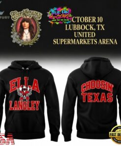 Texas Tech Red Raiders x Ella Langley Choosin Texas The Dandelion Tour 2026 Black Hoodie, Trending Music 3D Tee Texas Tech Red Raiders X Ella Langley Choosin Texas The Dandelion Tour 2026 Black Hoodie