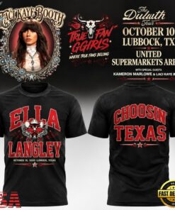 Texas Tech Red Raiders x Ella Langley Choosin Texas The Dandelion Tour 2026 Black T Shirt, Trending Music 3D Tee Texas Tech Red Raiders X Ella Langley Choosin Texas The Dandelion Tour 2026 Black T Shirt