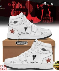 The Smashing Pumpkins The Rats In A Cage Tour 2026 White Air Jordan 1 Hightop Shoes, Music AJ1 Sneakers The Smashing Pumpkins The Rats IN A Cage Tour 2026 White Air Jordan 1 Hightop Shoes