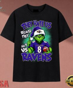 They Hate Us Because They Ain't Us Ravens Grinch Christmas 2026 T Shirt, Music 2D Graphic Tee They Hate US Because They Ain T US Ravens Grinch Christmas 2026 T Shirt