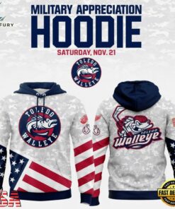 Toledo Walleye Military Appreciation 2026 Limited Edition Hoodie, Viral 3D Graphic Tee Toledo Walleye Military Appreciation 2026 Limited Edition Hoodie