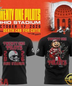 Twenty One Pilots x Ohio State Buckeyes Football 2026 Black T Shirt, Trending Music 3D Tee Twenty One Pilots X Ohio State Buckeyes Football 2026 Black T Shirt