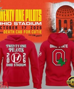 Twenty One Pilots x Ohio State Buckeyes Football Ohio Stadium October 17 2026 Red Hoodie, Trending Music 3D Tee Twenty One Pilots X Ohio State Buckeyes Football Ohio Stadium October 17 2026 Red Hoodie
