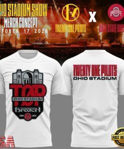 Twenty One Pilots x Ohio State Buckeyes Ohio Stadium 2026 White T Shirt, Trending Music 3D Tee Twenty One Pilots X Ohio State Buckeyes Ohio Stadium 2026 White T Shirt