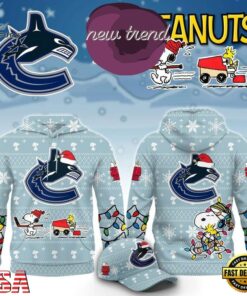 Vancouver Canucks x Peanuts 2026 Christmas Limited Edition Hoodie, Viral 3D Graphic Tee Vancouver Canucks X Peanuts 2026 Christmas Limited Edition Hoodie