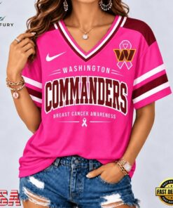 Washington Commanders 2026 NFL Pink Breast Cancer Awareness V neck T Shirt, NFL Team V Neck Tee Washington Commanders 2026 Nfl Pink Breast Cancer Awareness V Neck T Shirt