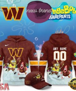 Washington Commanders x SpongeBob Limited Edition Personalized Hoodie, Viral 3D Graphic Tee Washington Commanders X Spongebob Limited Edition Personalized Hoodie