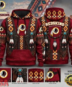 Washington Redskins Heritage Hoodie, Western Native Inspired Football Hoodie, Viral 3D Graphic Tee Washington Redskins Heritage Hoodie Western Native Inspired Football Hoodie