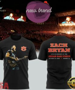 Zach Bryan x Auburn Tigers With Heaven On Tour 2026 Black T Shirt, Trending Music 3D Tee Zach Bryan X Auburn Tigers With Heaven ON Tour 2026 Black T Shirt